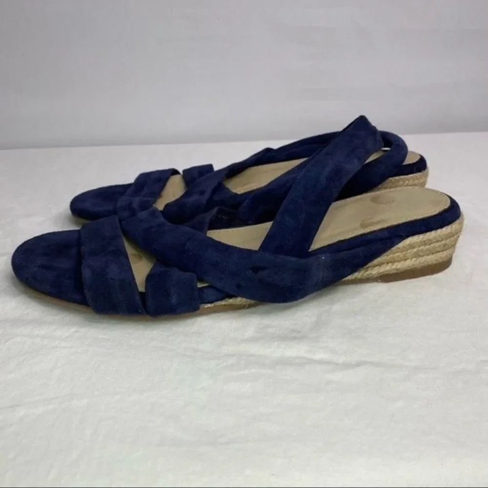 Boden Blue Suede Slingback Strappy Leather Espadrille Flat Sandals 37/6